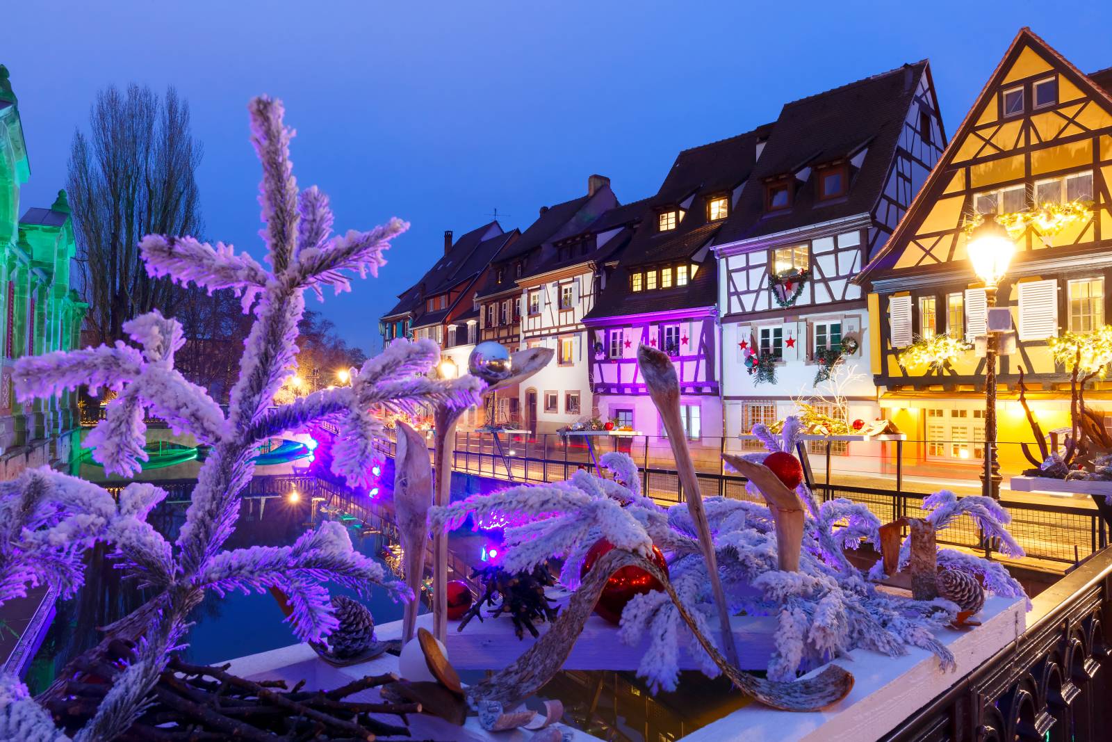 A street in Colmar decorated for Christmas