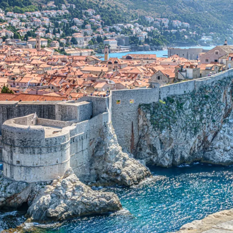 Dubrovnik old town walls and Fort Bokar above the Adriatic