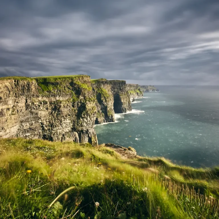 Green clifftops of the Cliffs of Moher, Ireland