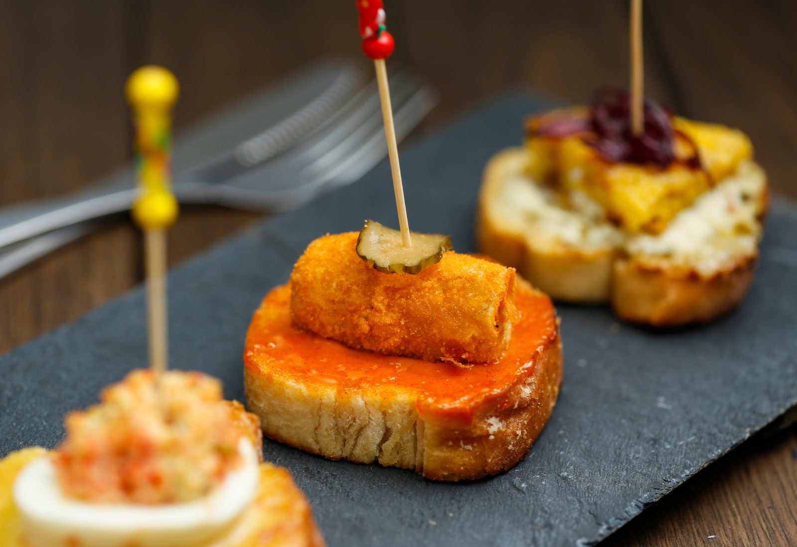 Spanish tapas spread, Madrid