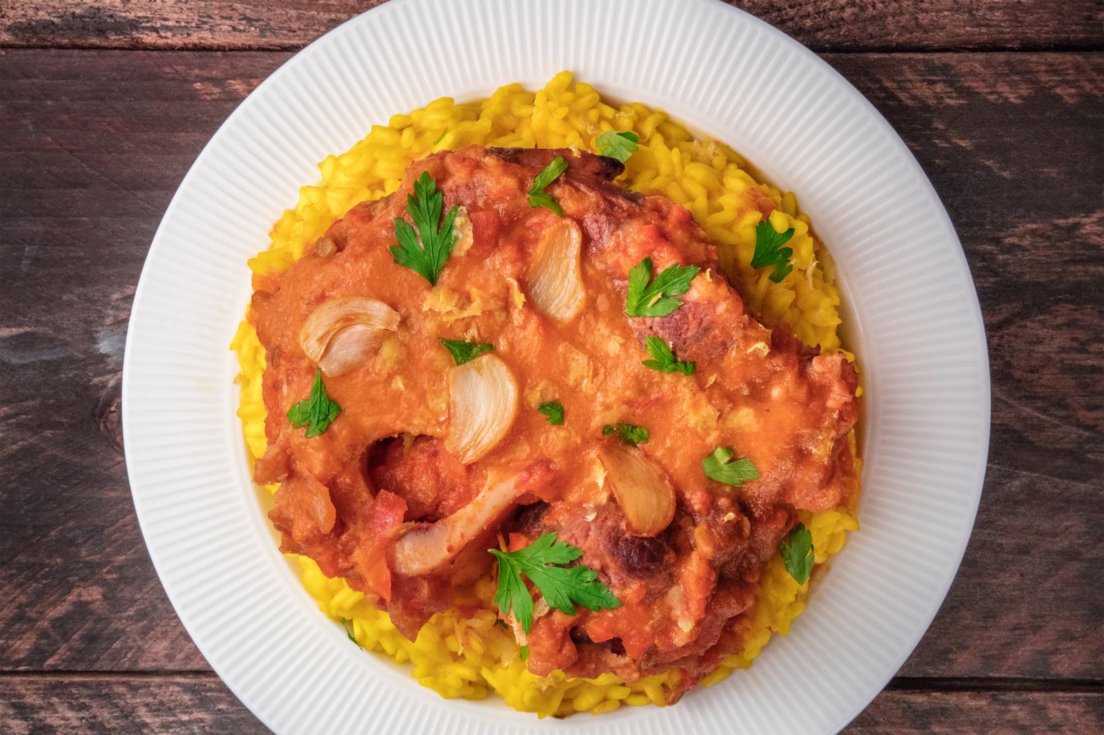 Ossobuco with saffron risotto alla milanese