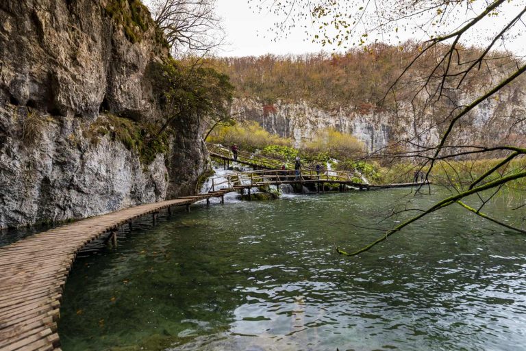 Wooden boardwalk at Plitvice Lakes National Park