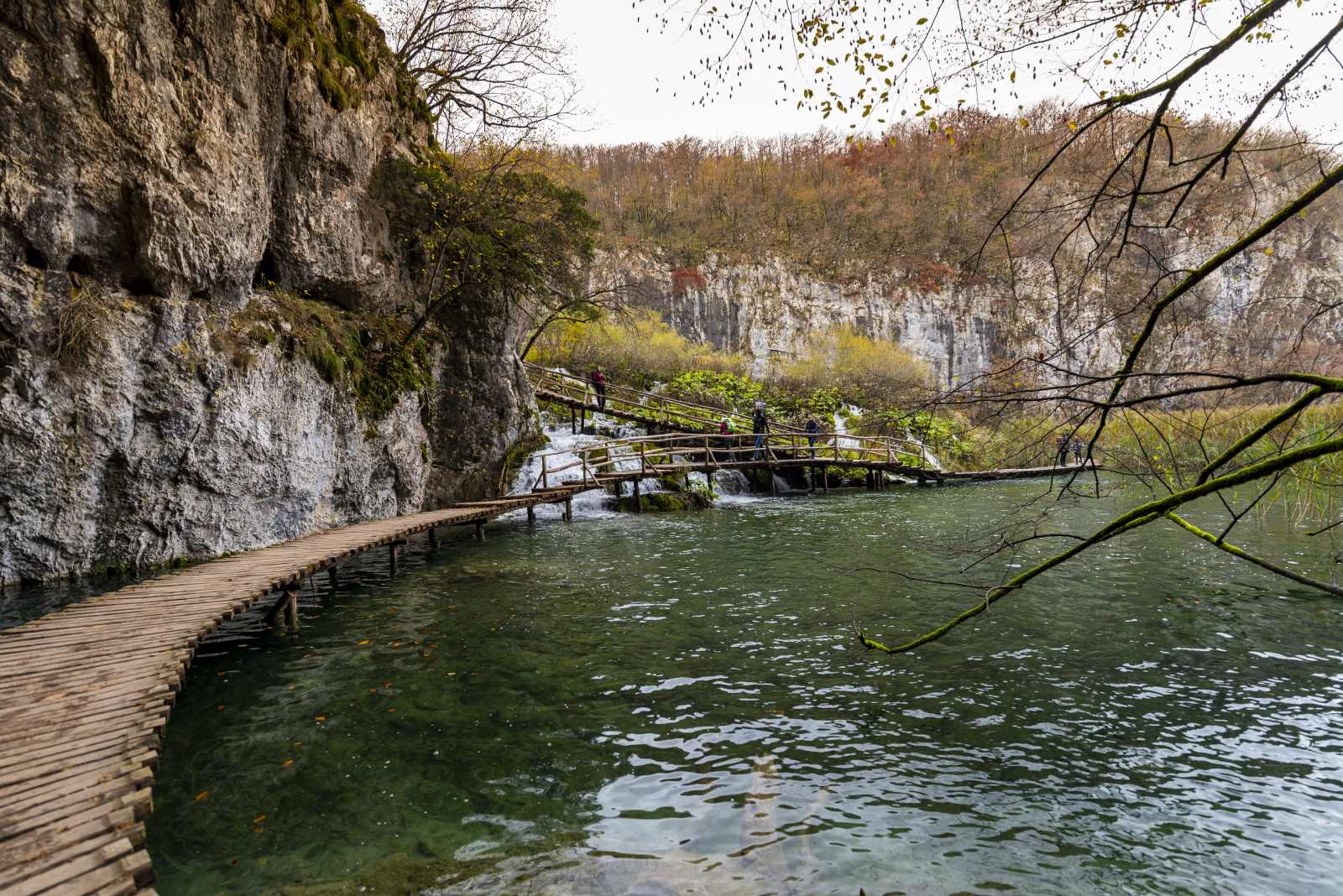 Wooden boardwalk at Plitvice Lakes National Park