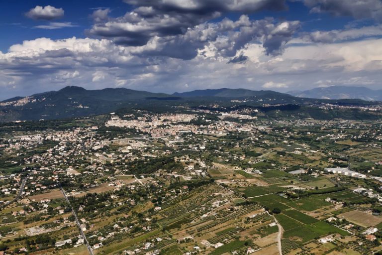 Aerial view of Frascati in the Castelli Romani near Rome