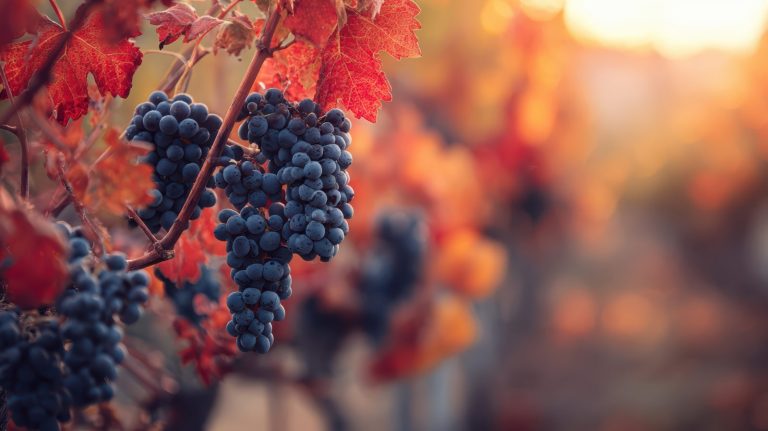Ripe grapes and autumn vine leaves, Styria