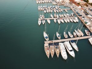 Boats moored in a bay on the Croatian coast