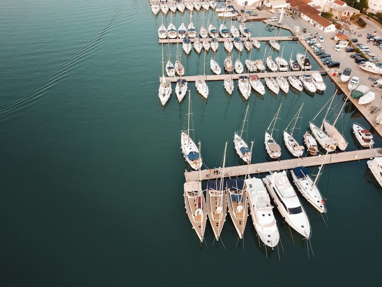 Boats moored in a bay on the Croatian coast