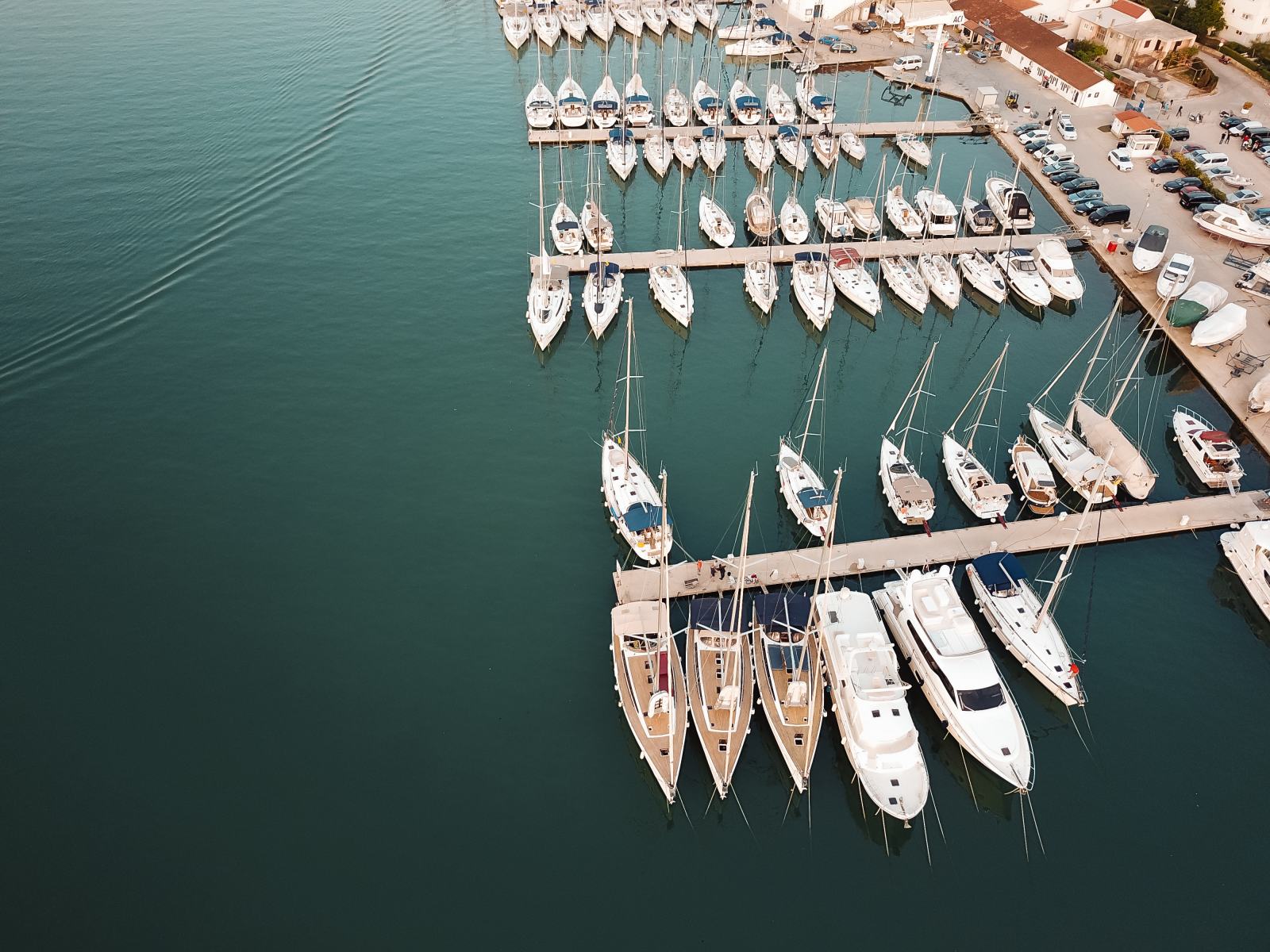 Boats moored in a bay on the Croatian coast